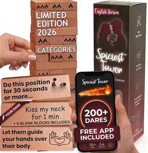 54 Sex Games & Couples Games - Spiciest Tower to play with Sex Toys for Adults - Relationships - Exciting, Pleasing & Funny Challenges - Date Night Couples Games - Valentine's Day Gift Naughty
