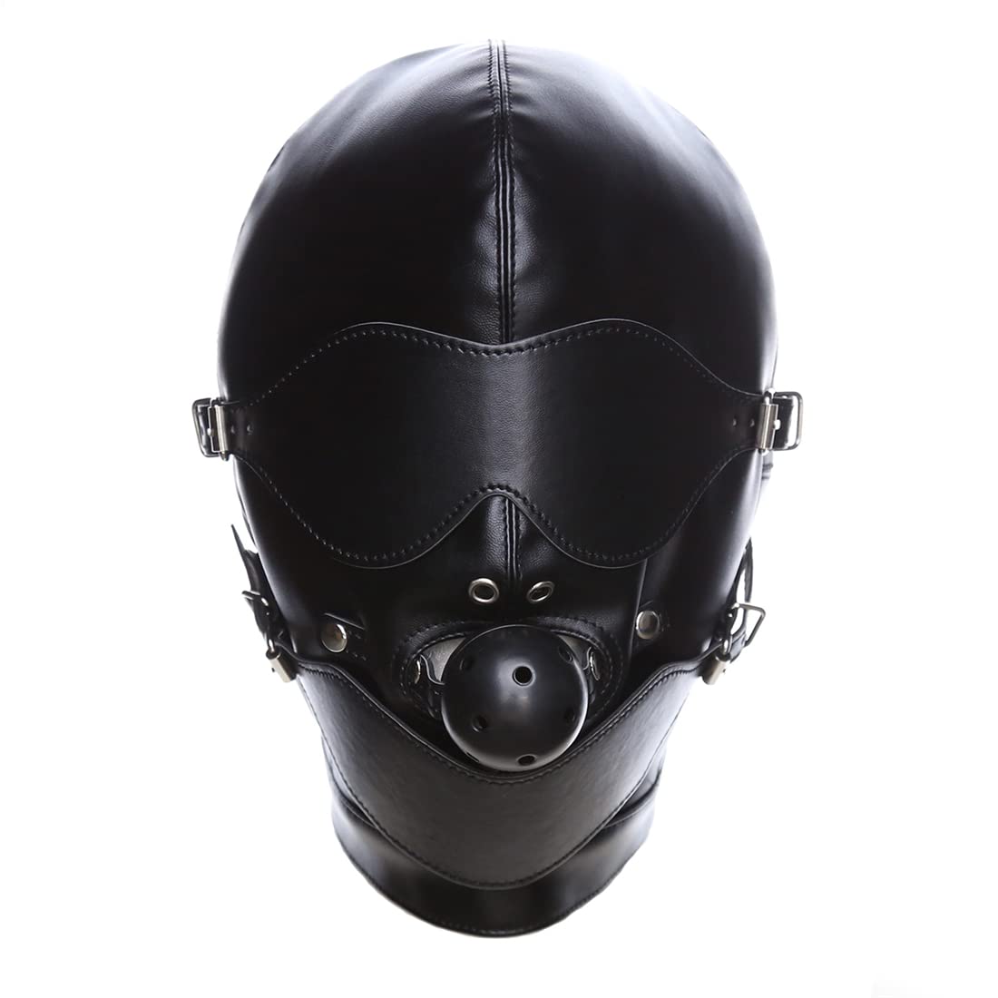 Full Face Leather Masks Blindfold Mouth Masks Cosplay Head Hood Masks Lacing Soft Face Masks
