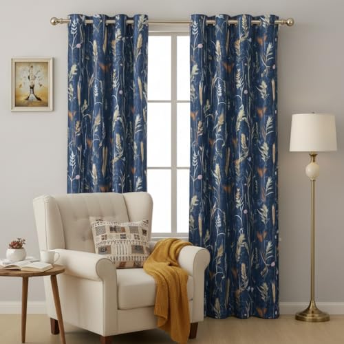 Image of STITCHNEST 'Whispering Gardens Series' Premium Heavy Polyester 100% Blackout Curtains 7 Feet Long Set of 1 | Door Curtain 7 Feet x 4 Feet | Perfect for Home Decor