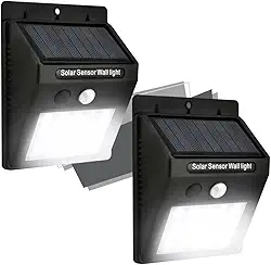 Kit 2 Luminária Solar Led Arandela com Sensor de Presença Automático Luz Externa de Parede Jardim Resistente a Água