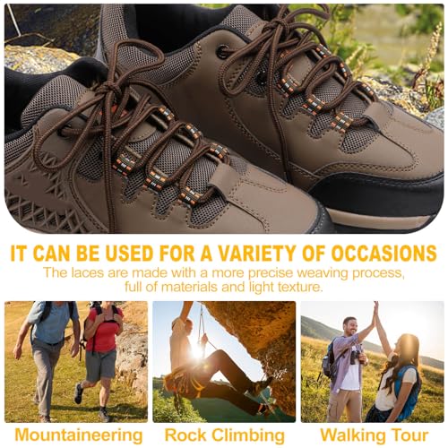 Delele DE14 2 Pair Round Boot Laces Outdoor Hiking Walking Shoelaces Rope Dark Gray Black Striped Shoe Lace Work Shoe Strings 55 Inches thumb #5