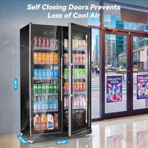 Image of Tylza 2 Glass Door Beverage Display Refrigerator 1300 Can Black