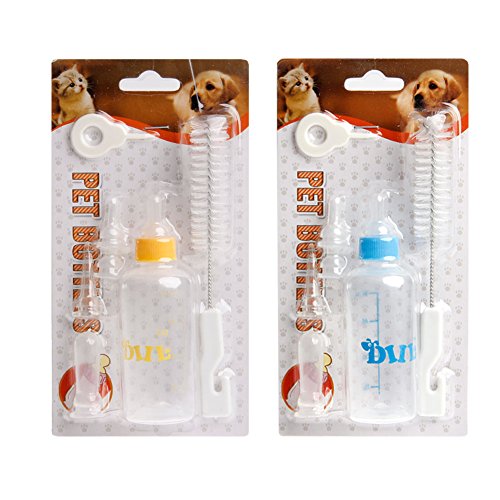 Itemap Pet Dog Puppy Cat Kitten Feeding Nursing Bottle Nipple Brush Kit (60ml)