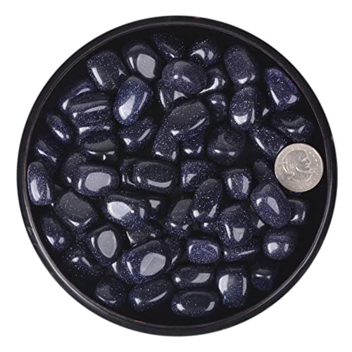 Image of 1 /2LB Large Synthetic Blue Goldstone Tumbled Stone Specimen Collection Pocket Worry Healing Crystal