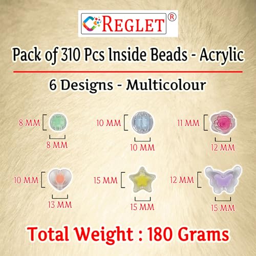 Image of 310 Pcs Inside Crystal Beads for Jewellery Making Kit, DIY Beads for Bracelet Making Kit, Beading, Beadwork, Crafting, Embroidery, Bead Craft, Pearls for Craft - Multicolour, 180g, 6 Designs