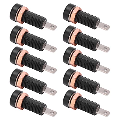 Image of 10pcs 4mm Banana Jack Socket Mount Binding Post Connector Adapter Panel Banana Jack Connector Panel for Electronic Instrument (Black)