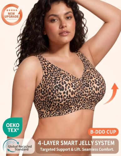 Image of PoseFree Jelly Bras for Women No Underwire, Supportive Wireless Comfort Bra, Full Coverage Back Smoothing Bra