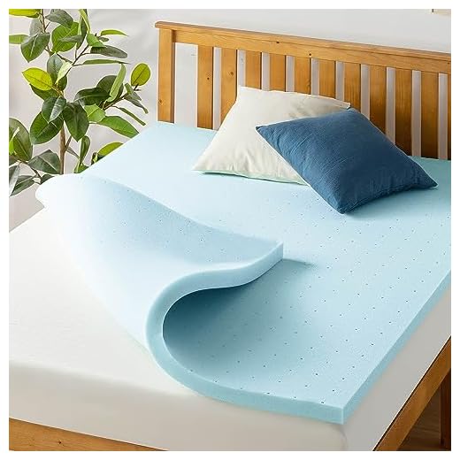 Best Price Mattress 1.5 Inch Ventilated Memory Foam Mattress Topper, Cooling Gel Infusion, CertiPUR-US Certified, Twin XL