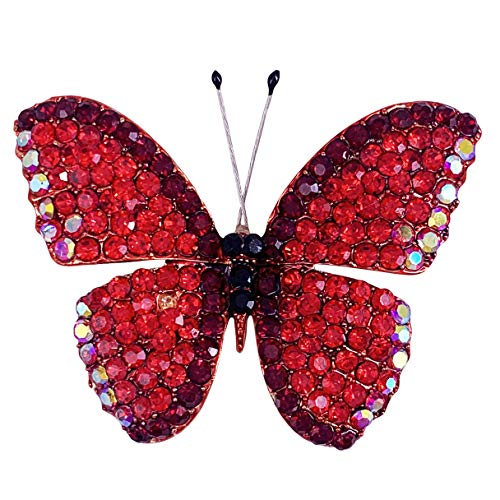 Image of SELOVO Butterfly Crystal Brooch Pin Jewelry Rhinestone Gold Tone