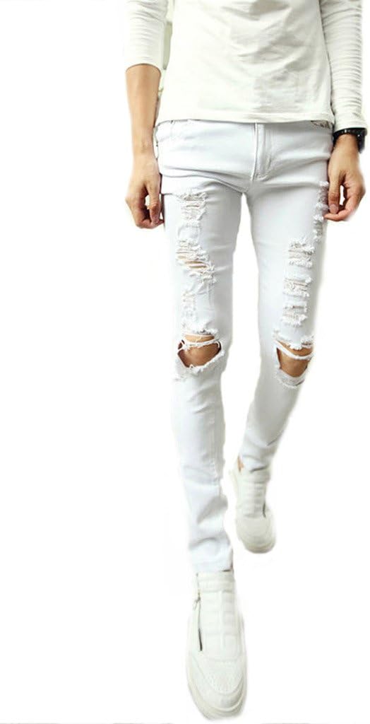 OUYE Men's Casual Skinny Ripped Jeans