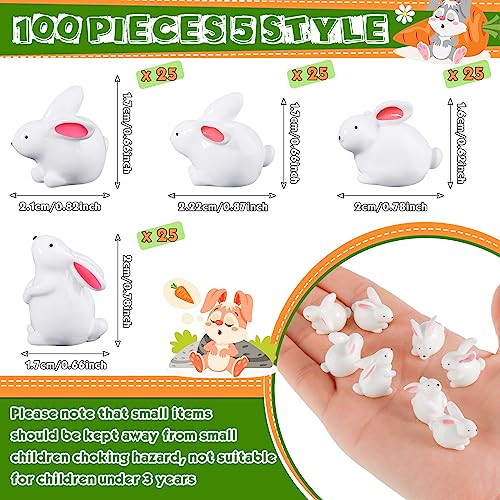 100 Pcs Bunny Miniatures Figurines Rabbit Miniature Accessories Easter Fairy Garden Miniature Landscape Fairy Garden Rabbit Miniature For Easter Fairy Garden Accessories Dollhouses Decor #TOP1