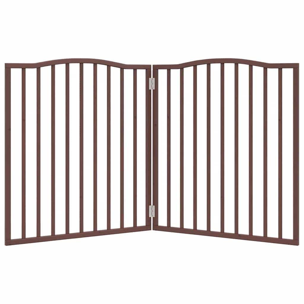 2-częściowa bramka dla psów, składana, brązowa, o wyglądzie dębu, 160 cm, drewno topolowe, do użytku na zewnątrz, do użytku wewnątrz i na zewnątrz, przenośna barierka, bezpieczna wylewka dla