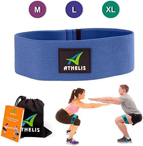ATHELIS Hip Band | Thick Booty Resistance Circle Loop (Size: L) for Men & Women, Workout Guide & Bag- Made of Special Non-Slip Cotton, Ideal for Glutes Legs & Thighs