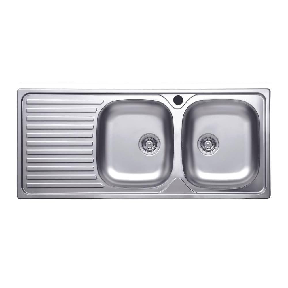 Lavello cucina due vasche acciaio da incasso gocciolatoio sx 50x116 cm
