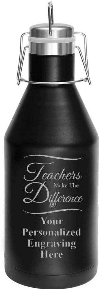 Custom Teachers Stainless Steel Growler, 64 oz Custom Teachers Make The Difference Growler, Engraving Included Prime