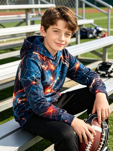 Image of TUONROAD Boys Hoodies 3D Graphic Sweatshirt Lightweight Pullover 6-16T cool
