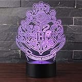Doremy 3D Illusion LED Night Light Table Desk Lamp 7 Colors Gradual Changing Touch with USB Cable for Home Decoration or Children's Gifts (D)