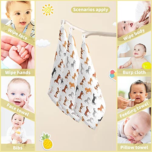 Image of Vvfelixl Baby Washcloths Cotton Animal Print Muslin Washcloths Soft Baby Face Towel for Newborn Infants, 11.8 X 11.8 Inch, 3 Pack
