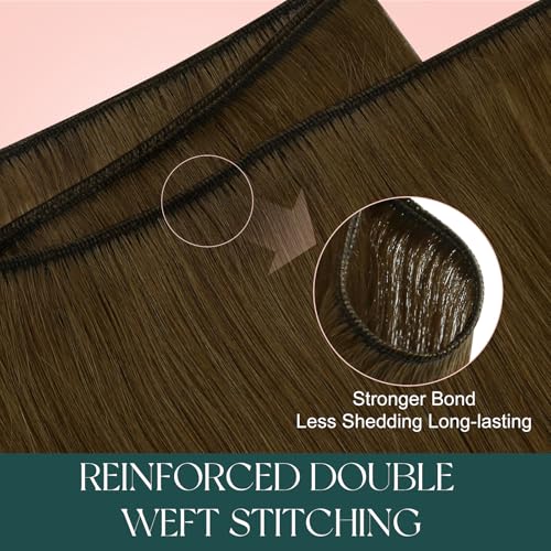 Image of Easyouth Sew in Hair Extensions Real Human Hair Brown Weft Hair Extensions Medium Brown Soft and Smooth Sew in Weft Hair Extension Human Hair Washability 14 Inch 70G