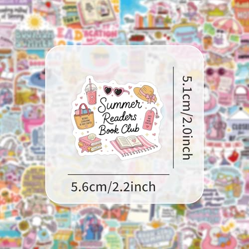Image of 110PCS Summer Bookish Stickers, Book Stickers Pack for Kindle Laptop Water Bottle, Funny Book Lover Gifts, Summer Reading Program & Paperback Book Day Decals