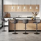 Volans Bar Stools Set of 4, Mid Century Modern Faux Leather Swivel Adjustable Height Bar Stool, Coun