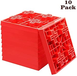 yosager 10 Pack Heavy Duty Leveling Blocks, Ideal for Leveling Single and Dual Wheels, Camper Levelers, Tongue Jacks, Hydraulic Jacks, Stabilizer Jacks, Red