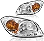 DWVO Headlight Assembly Compatible with 05-10 Chevy Cobalt/05-06 Pursuit/07-09 Pontiac G5 Chrome Housing Amber Reflector Driver and Passenger Side