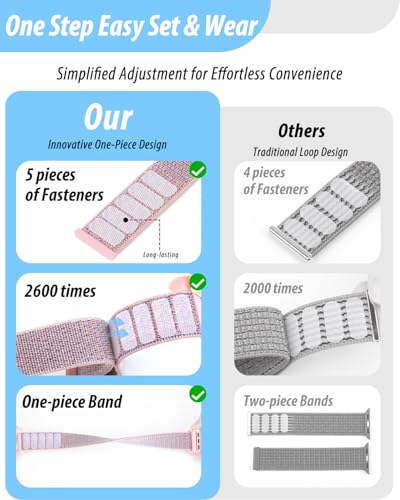 Image of Nylon Loop Sport Band Compatible with Apple Watch Bands 44mm 45mm 46mm 49mm 42mm for Women Men, iWatch Wrist Straps for Ultra 3 2, Se, Series 11 10 9 8 7, Breathable, Soft Band Ideal for Outdoor