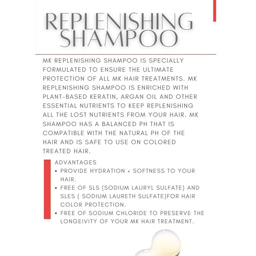 Image of MK PROFESSIONAL Argan Oil Repair Shampoo for Dry Damaged Hair, Sulphate Free Keratin Hair Treatment, Moroccan Shampoo for Women & Men, Hydrating and Nourishing (All Hair Types) - 10.1 Fl Oz / 300 ml