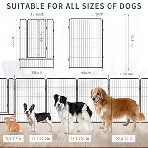 Musen Dog Playpen Indoor Outdoor, 8 Panels Dog Pen 40″ Height Dog Fence Exercise Pen with Doors for Large/Medium/Small Dogs, Portable Pet Playpen for Yard, RV, Camping