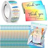 620 Pieces Thank Cards and Stickers Set Thank Gold Foil Stickers Thank for Supporting My Small Business Stickers with Resealable Packaging Bag, Suitable for Business Owners (Holographic)