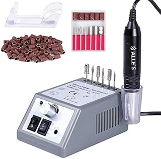 30000 RPM Professional Nail Drill Machine Efile Electric Nail Filer Kit Polishing Tools for Finger Toe Nails, Acrylic Gel Nails, Manicure Pedicure , with 6Pcs Drill Bits, 106Pcs Sanding Bands - Grey