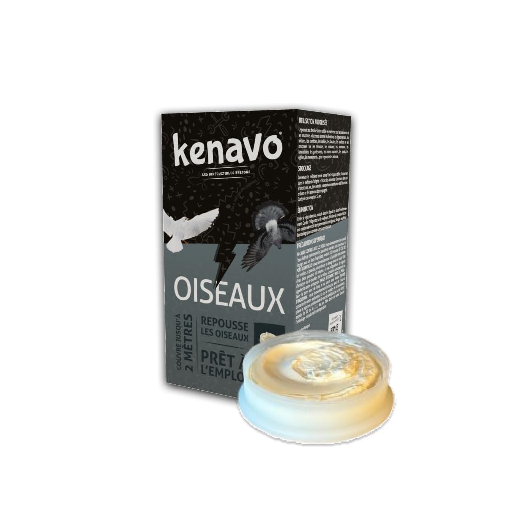 Kenavo Répulsif Oiseaux Gel en coupelles x8 préremplies Système dissuasif prêt à l’Emploi pour Pigeons et mouettes | Repousse sans dommage | Usage extérieur (rebords, balcons, toitures)