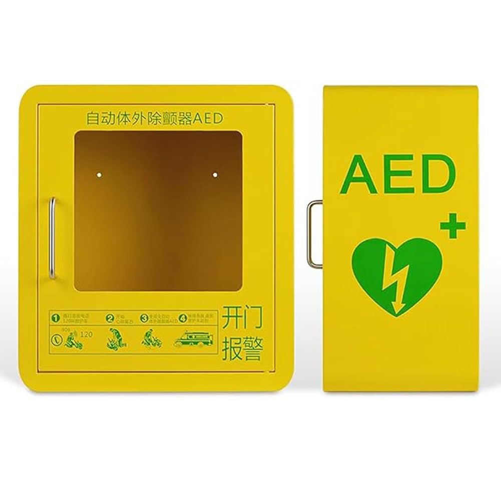 Armoire de rangement for défibrillateur AED, boîte d'alarme de défibrillation AED murale en acier, conception à coins arrondis for une plus grande sécurité, facile à installer, for les lieux publics