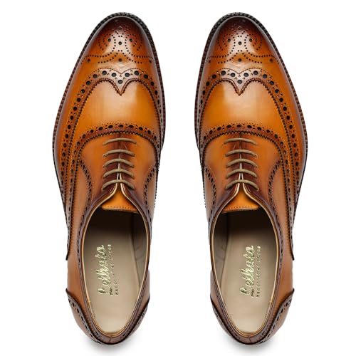 Image of Lethato Wingtip Brogue Oxford Handcrafted Men's Genuine Leather Lace up Dress Shoes