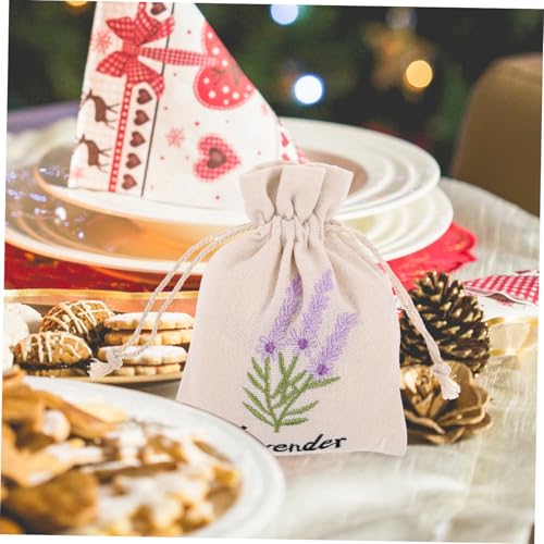 Bolsas de lienzo con cordón lavanda 10 pcs miniatura 5