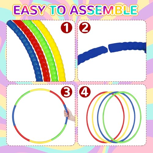 image for Sratte 12 Pcs Toy Hoop for Kid Detachable Adjustable Toy Hoop Colored 