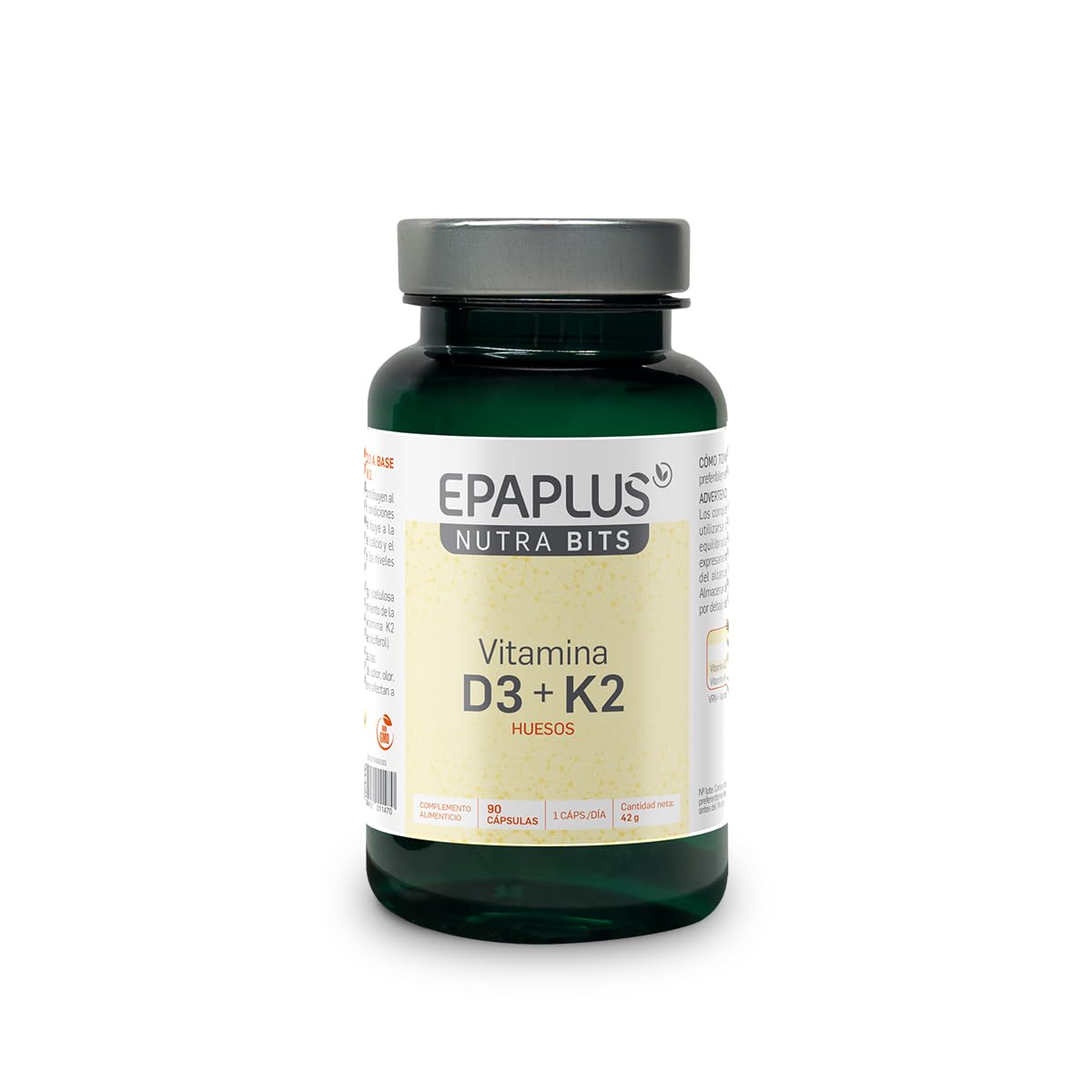 EPAPLUS Nutrabits Vitamina D3 + K2 para Huesos y Defensas, 90 Cápsulas | Complemento alimenticio con vitaminas D3 y K2, que contribuyen al mantenimiento de los huesos y al sistema inmunitario