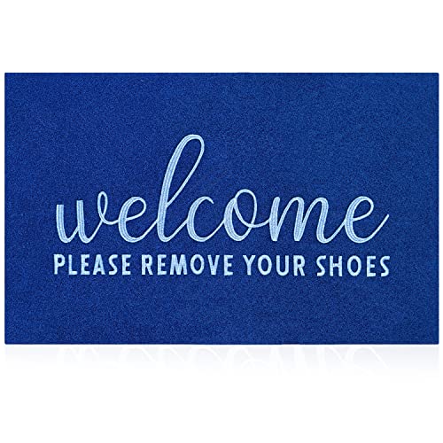AAZZKANG Blue Door Mat Large Outdooor Welcome Doormat 36"x24" with Non Slip Rubber Backing Indoor Mat Durable Outside Inside Door Mats for Entryway