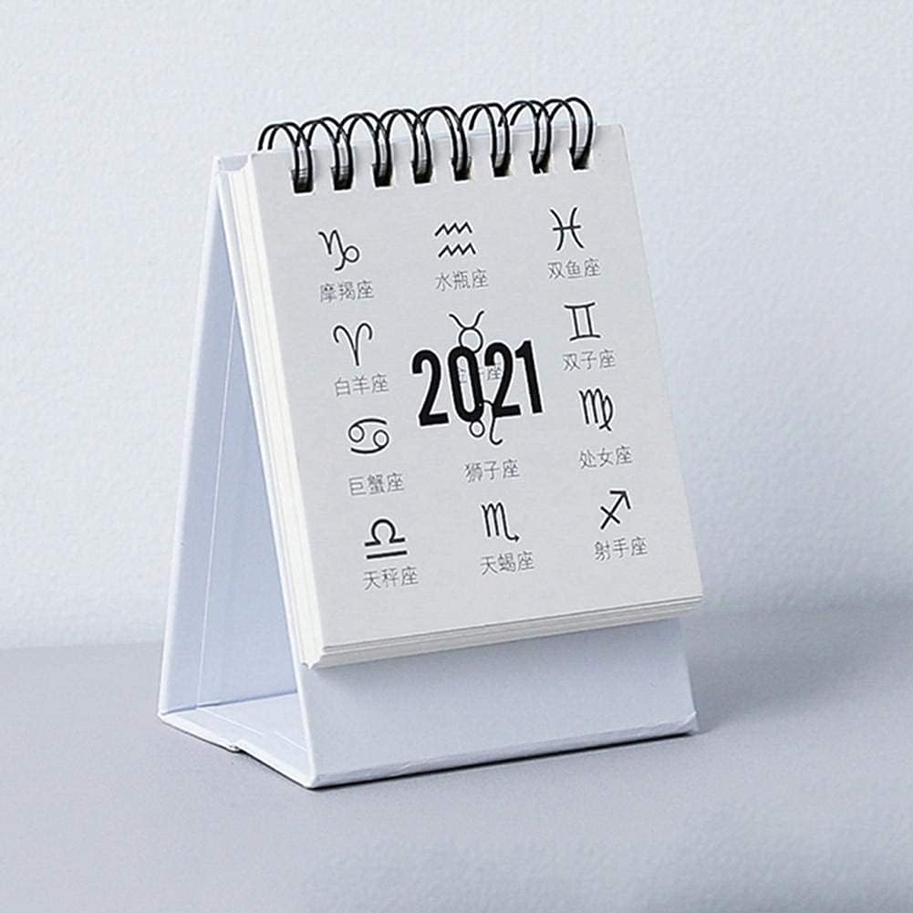 2021 Mini Desktop Calendar Foldable Triangular Desk Notebook for Home Office School