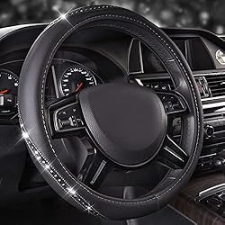 New Diamond Leather Steering Wheel Cover With Bling Bling Crystal Rhinestones, Universal Fit 15 Inch Car Wheel Protector For Women Girls,Red Diamond In | Whizz Steering Covers - Foto 13
