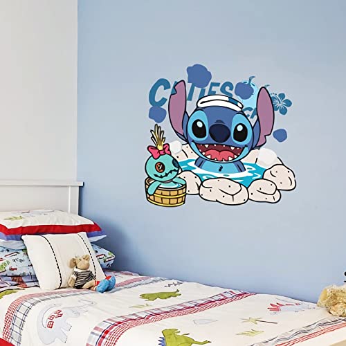 Kids Cartoon Stitch Wall Decal Poster Sticker Removable Stitch Mural Stickers Boys Girls Room Wall Decor Peel And Stick Decal Stitch Themed Room Stickers #TOP1