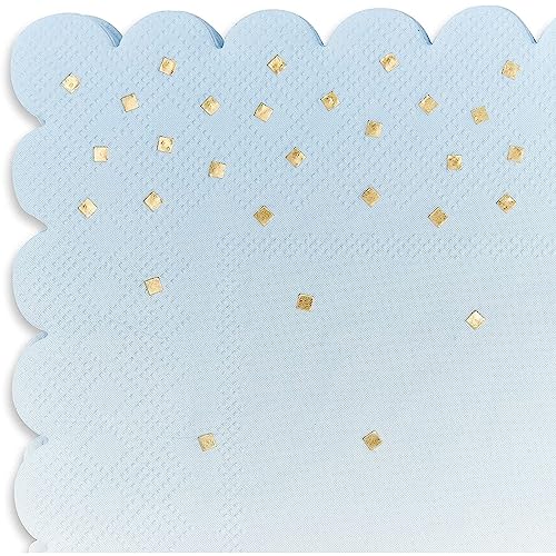 100 Pack Ombre Cocktail Napkins For Boy Baby Shower, Wedding, Birthday Party (5 X 5 In, Light Blue) #TOP1