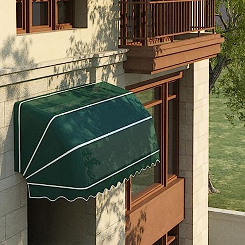 Retractable French Curved Awning - & Rain Protection Canopy for Door/Window, Foldable Outdoor Sunshade Shelter, 150x60x60cm Green, Ideal for Cafes & Restaurants