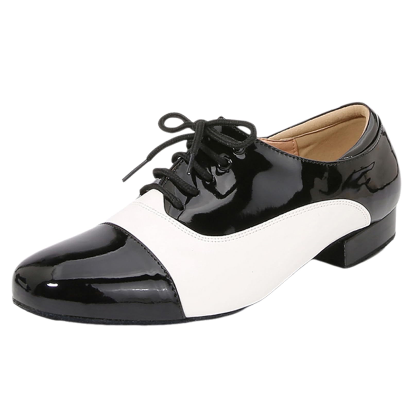 Viaoragiosa Men'S Ballroom Dance Shoes,Men'S Low-Heeled Dance Shoes,Leather,Black,Red,Wear-Resistant And Comfortable,Soft,For Salsa Latin Tango Dancing,Dance Performance,Training