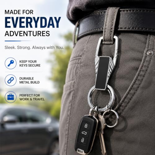 Image of Storite Premium Metal Carabiner Keychain - Heavy Duty Clip Hook Key Holder with Key Ring for Car, Bike & House Keys, Belt Loop Organizer for Men & Women