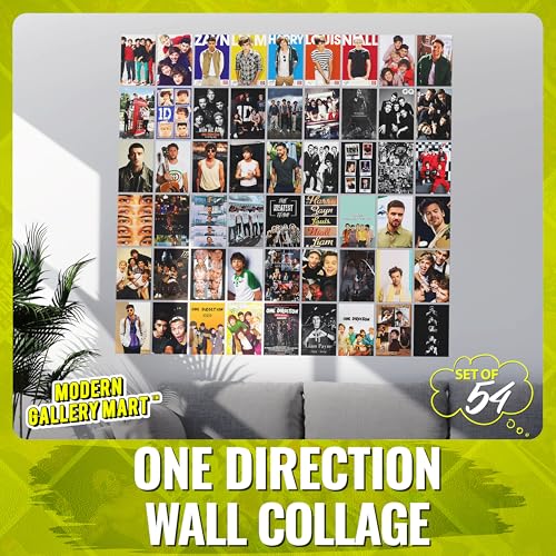 Image of Pack of 54 One Direction Wall Collage Kit Posters - 4 x 6 Inches Posters for Wall Decoration - Wall Art For Bedroom, Office, Living room, Dorm room - Glue Dots Included