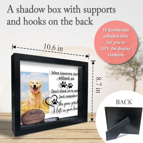 Pet Memorial Shadow Box Frame, Memorial Shadow Box with 10 DIY Adhesive Dots , Large Shadow Box Display Case for Tabletop and Wall Display, Sympathy Keepsake for Pet Lovers (10.6