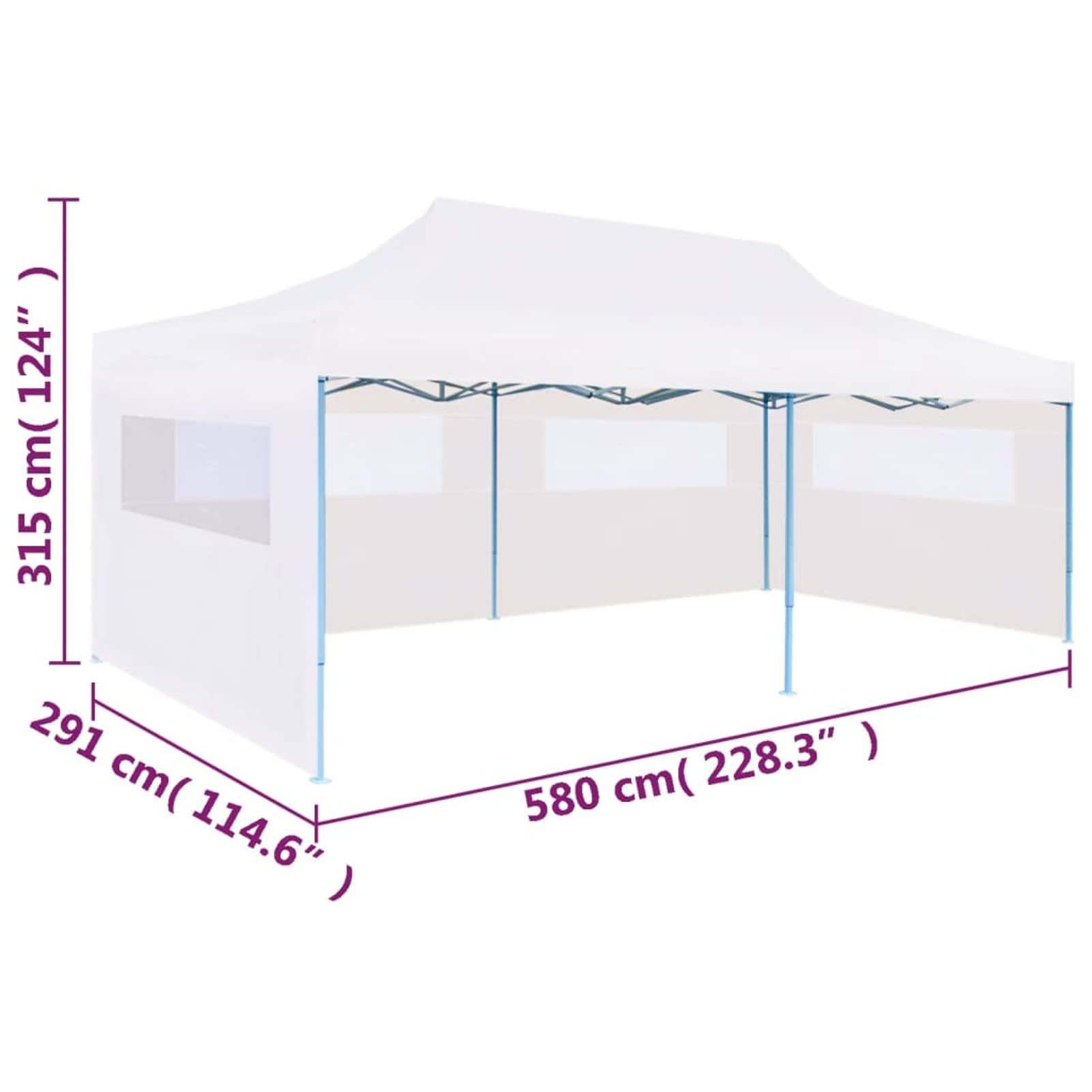 Tenda Pieghevole Pop-Up con Pareti Laterali 3x6m Acciaio Bianco,Tenda Pieghevole,Tenda da Campeggio,Tende da Campeggio Familiari