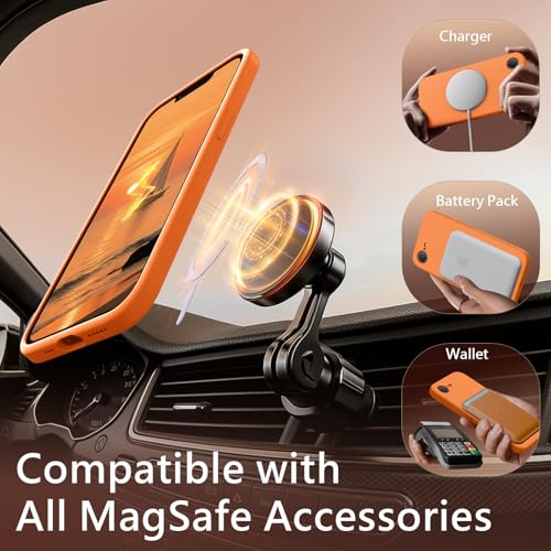 Image of FireNova Magnetic for iPhone 17e Case /iPhone 16e Case, Compatible with MagSafe, [Silicone Camera Protection] Microfiber Lining Phone Case, 6.1 inch, Orange
